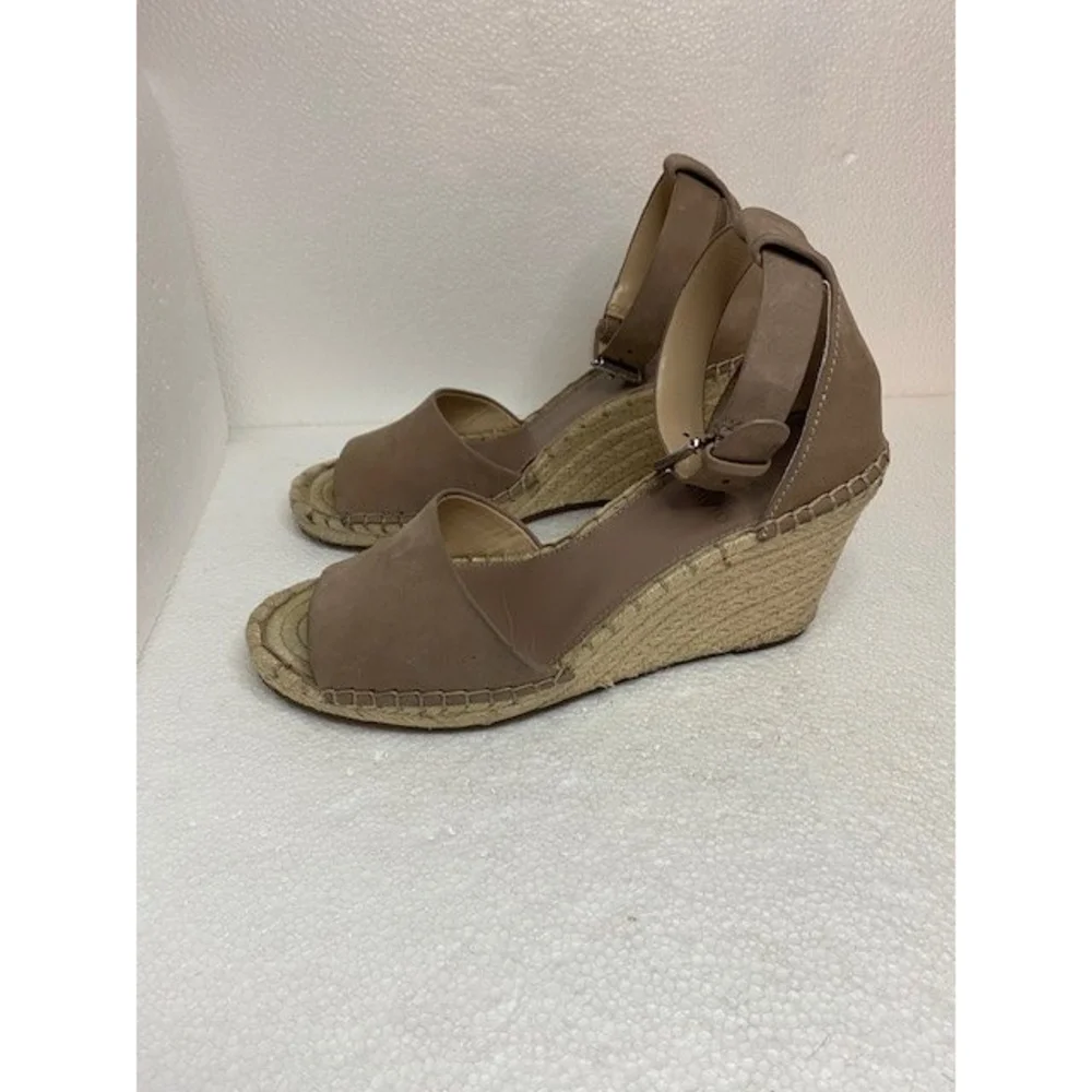Women's Vince Camuto Tan Wedge Ankle Strap Leather Upper Size 8.5
